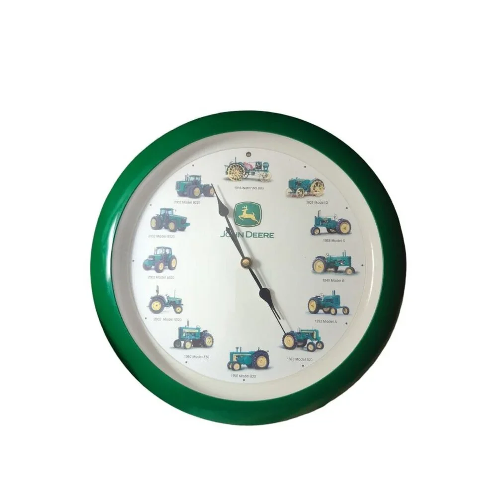 John Deere Tractor Wall Clock‎ Makes Tractor Sounds On The Hour Works
